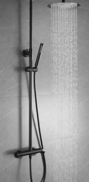 CONJ CHUV EXT EQ+ NANTES PRETO MATE (TorMonoc+ChuvFixoSlim304mm+ChuvMao+Suporte+LigFlex)5600375534497