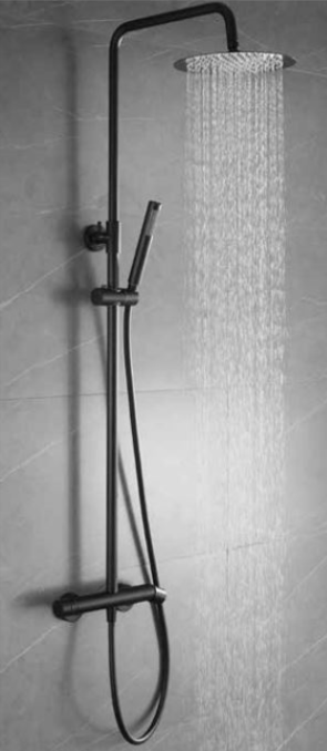 CONJ CHUV EXT EQ+ NANTES PRETO MATE (TorMonoc+ChuvFixoSlim304mm+ChuvMao+Suporte+LigFlex)5600375534497